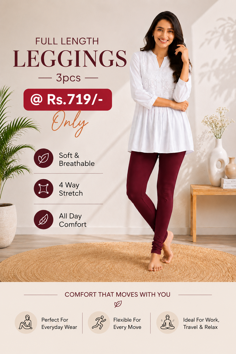 
                  
                    Full Length Leggings - White
                  
                