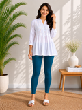 Ankle Length Leggings - Peacock Blue